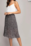 Pleated Animal Print Midi Skirt