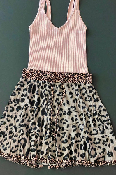 Mocha animal-print mini skirt