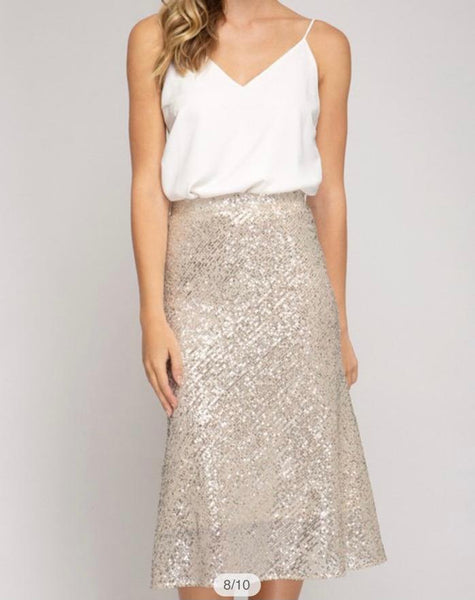 Sequin Midi Skirt