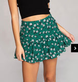 Green Floral Skort