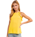 Sleeveless Top with Mini Armhole Ruffle