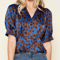 Blue Leopard Peplum Top